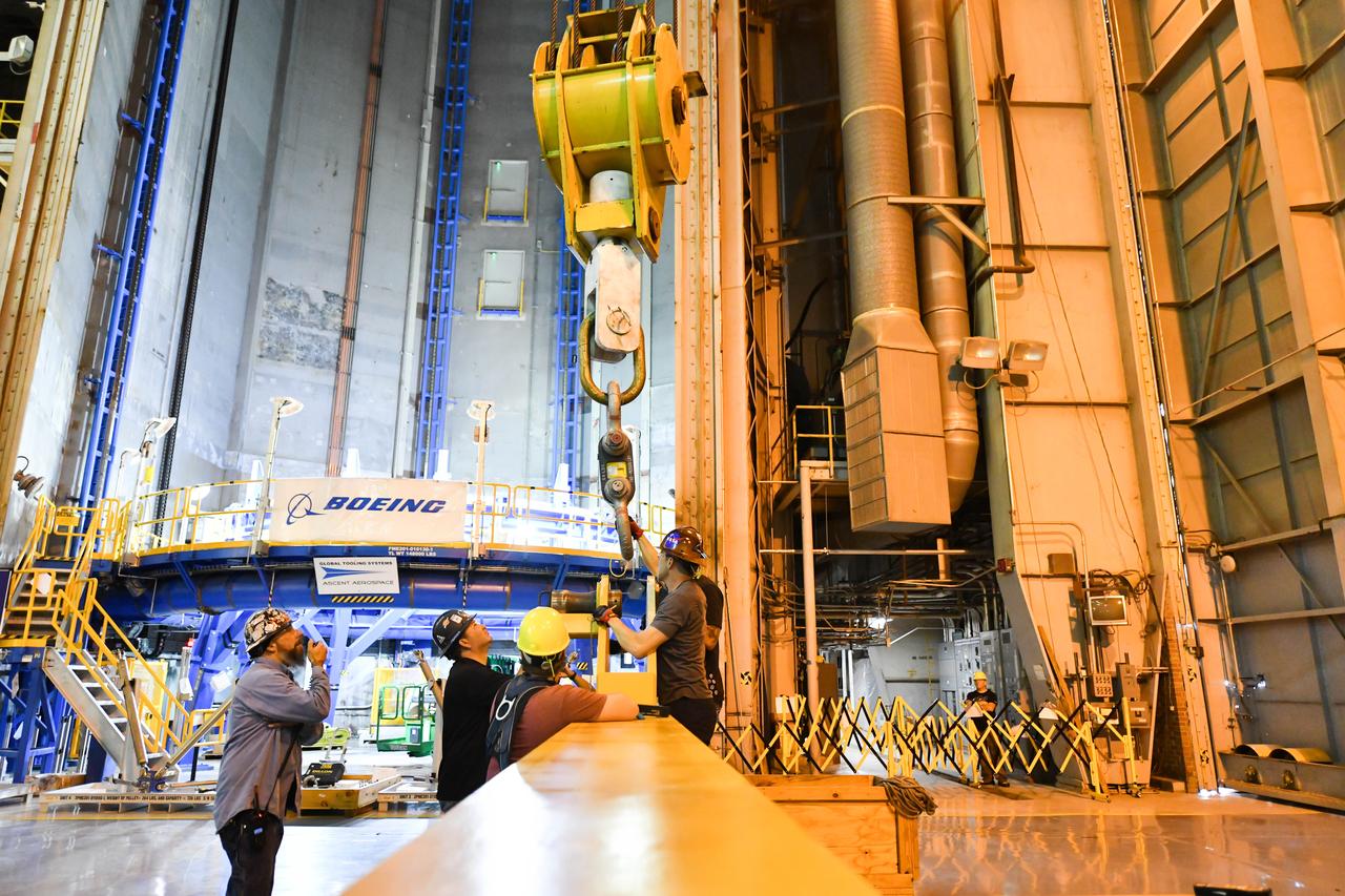 Technicians at NASA’s Michoud Assembly Facility in New Orleans rotated the engine section for NASA’s Space Launch System rocket from a vertical to horizontal position to prepare it for joining to the rest of the rocket’s core stage on Sept. 13. The engine section, which comprises the lowest portion of the 212-foot-tall stage, is the last major component to be horizontally integrated to the core stage. Michoud crews completed assembly on the flight hardware that will be used for Artemis I, the first lunar mission of SLS and NASA’s Orion spacecraft, on Aug. 29. The core stage’s two liquid propellant tanks and four RS-25 engines will produce more than 2 million pounds of thrust to send the SLS rocket and Orion on the Artemis lunar missions. The engine section houses the four RS-25 engines and includes vital systems for mounting, controlling and delivering fuel form the propellant tanks to the rocket’s engines.  Offering more payload mass, volume capability and energy to speed missions through space, the SLS rocket, along with NASA’s Gateway in lunar orbit and Orion, is part of NASA’s backbone for deep space exploration and the Artemis lunar program. No other rocket is capable of carrying astronauts in Orion around the Moon in a single mission.
